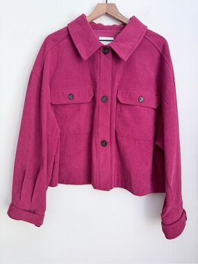 Anthropologie Avec Les Filles Oversized Corduroy Shacket in Raspberry Size XL